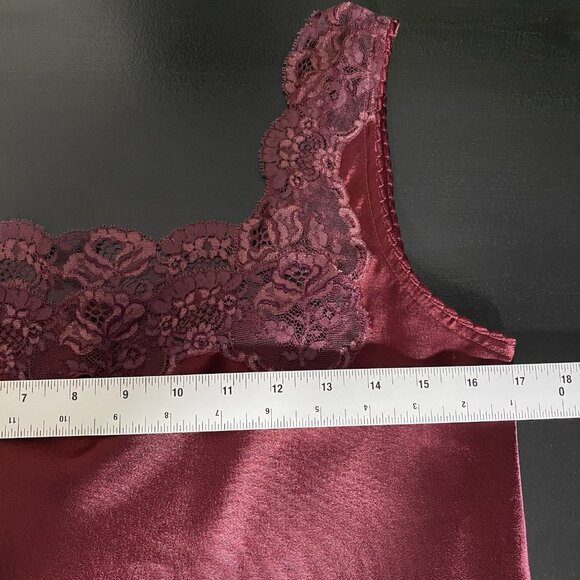 Vintage Christian Dior Satin & Lace Nightgown Size Small Maxi Slip Dress Maroon - Picture 13 of 14